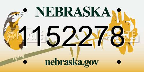 1152278 Nebraska License Plate