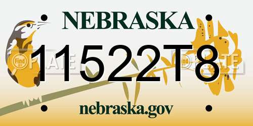 11522T8 Nebraska License Plate
