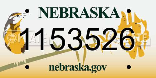 1153526 Nebraska License Plate