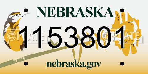 1153801 Nebraska License Plate