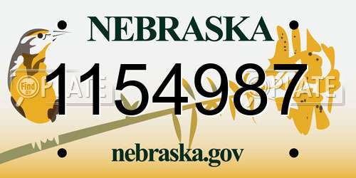 1154987 Nebraska License Plate