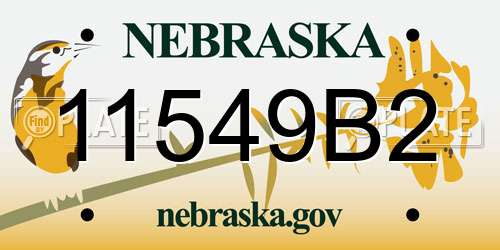 11549B2 Nebraska License Plate