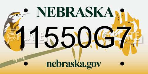 11550G7 Nebraska License Plate