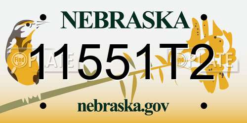 11551T2 Nebraska License Plate