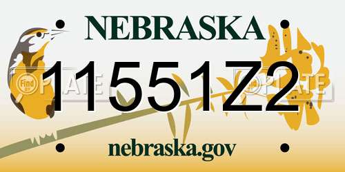 11551Z2 Nebraska License Plate
