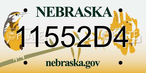 11552D4 Nebraska License Plate