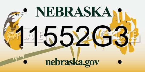 11552G3 Nebraska License Plate