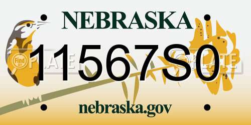 11567S0 Nebraska License Plate
