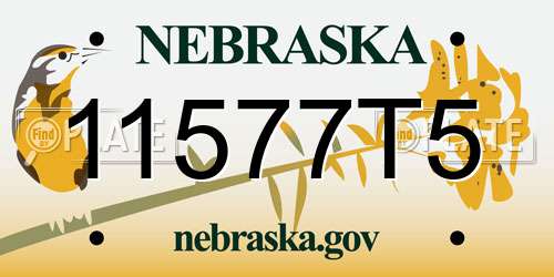 11577T5 Nebraska License Plate