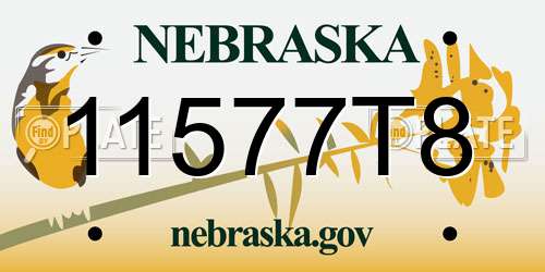 11577T8 Nebraska License Plate