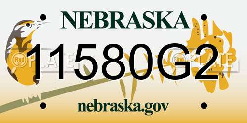 11580G2 Nebraska License Plate