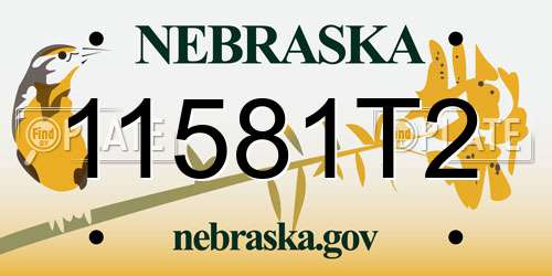 11581T2 Nebraska License Plate