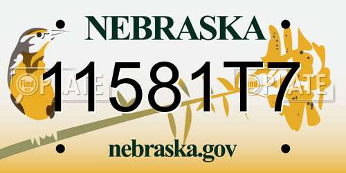 11581T7 Nebraska License Plate