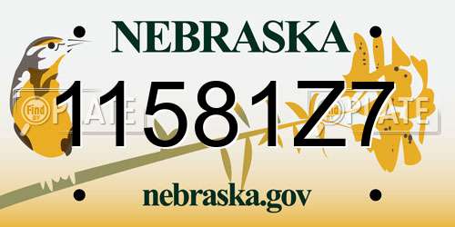 11581Z7 Nebraska License Plate