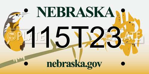 115T23 Nebraska License Plate