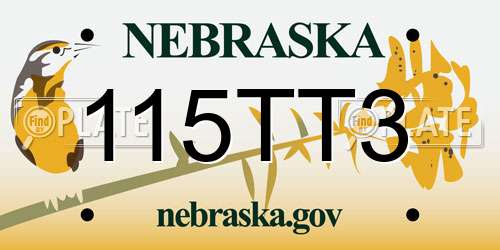 115TT3 Nebraska License Plate
