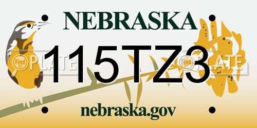 115TZ3 Nebraska License Plate