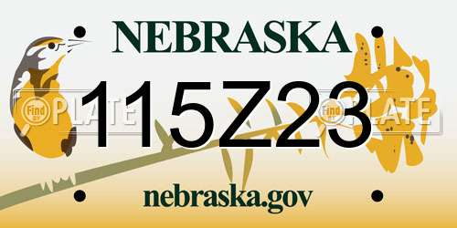 115Z23 Nebraska License Plate