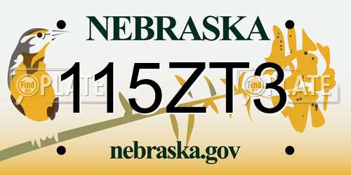 115ZT3 Nebraska License Plate