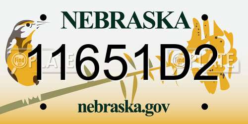 11651D2 Nebraska License Plate