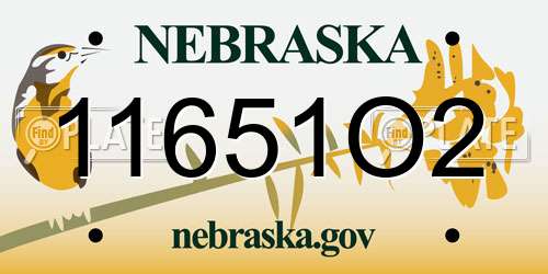 11651O2 Nebraska License Plate