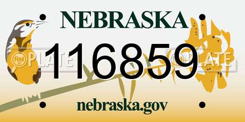 116859 Nebraska License Plate