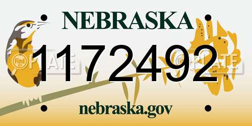 1172492 Nebraska License Plate