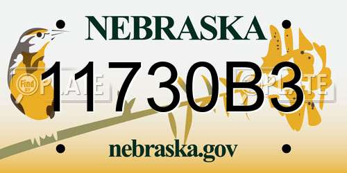 11730B3 Nebraska License Plate
