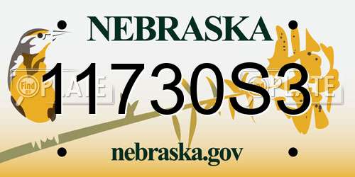 11730S3 Nebraska License Plate