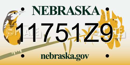 11751Z9 Nebraska License Plate