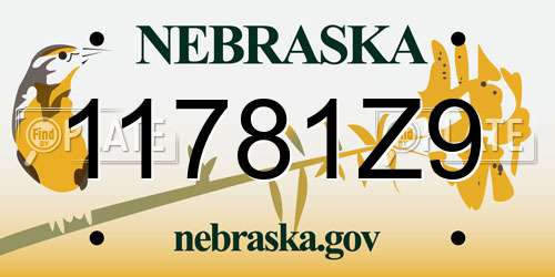 11781Z9 Nebraska License Plate