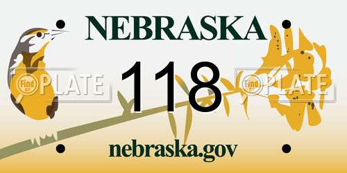 118 Nebraska License Plate
