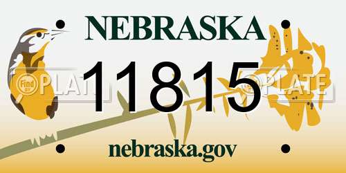 11815 Nebraska License Plate