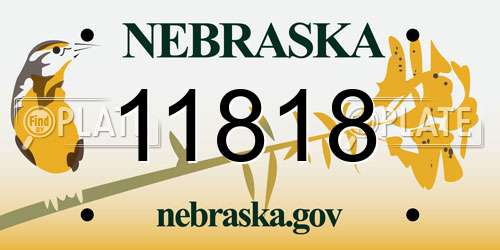 11818 Nebraska License Plate
