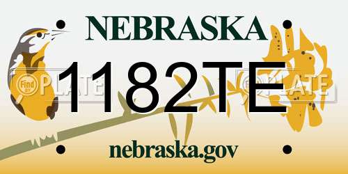 1182TE Nebraska License Plate