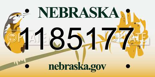 1185177 Nebraska License Plate