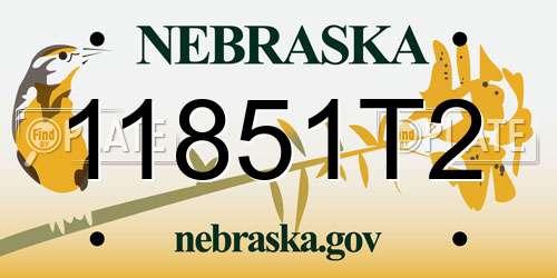 11851T2 Nebraska License Plate