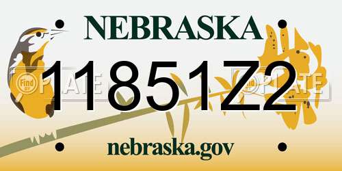 11851Z2 Nebraska License Plate