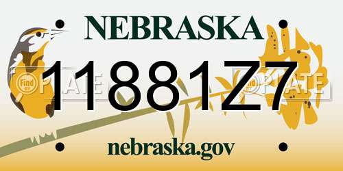 11881Z7 Nebraska License Plate