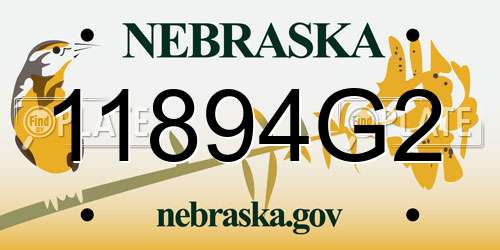 11894G2 Nebraska License Plate