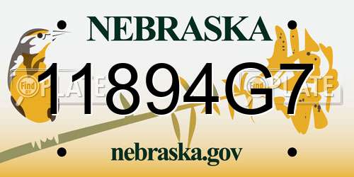 11894G7 Nebraska License Plate