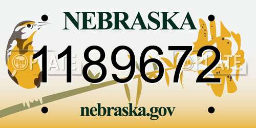 1189672 Nebraska License Plate