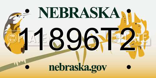 11896T2 Nebraska License Plate