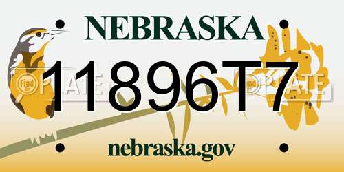 11896T7 Nebraska License Plate