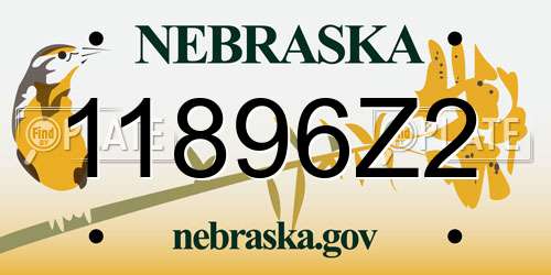 11896Z2 Nebraska License Plate