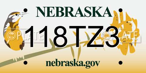 118TZ3 Nebraska License Plate