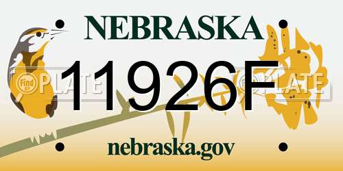 11926F Nebraska License Plate
