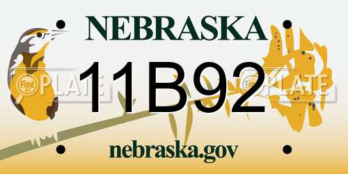 11B92 Nebraska License Plate