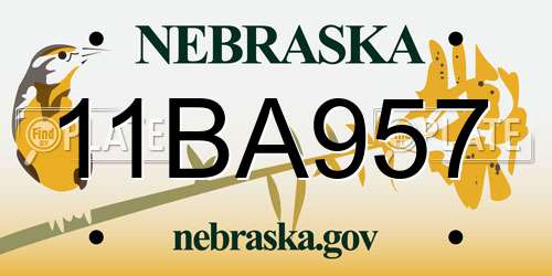 11BA957 Nebraska License Plate
