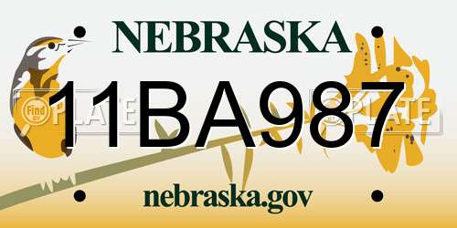 11BA987 Nebraska License Plate